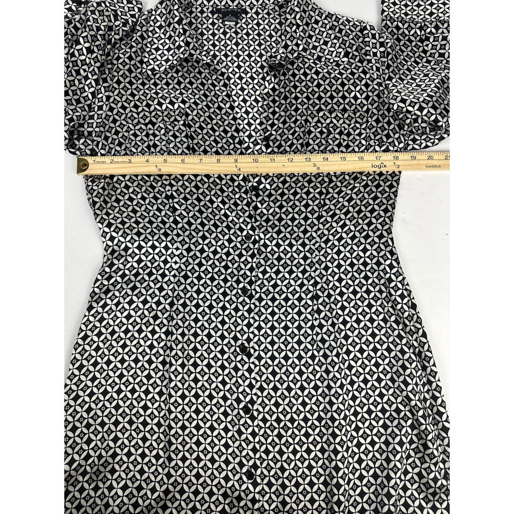 Spence Geometric Printed Silk Shirt Dress Button Down Size 8 New Without Tags - Picture 9 of 9